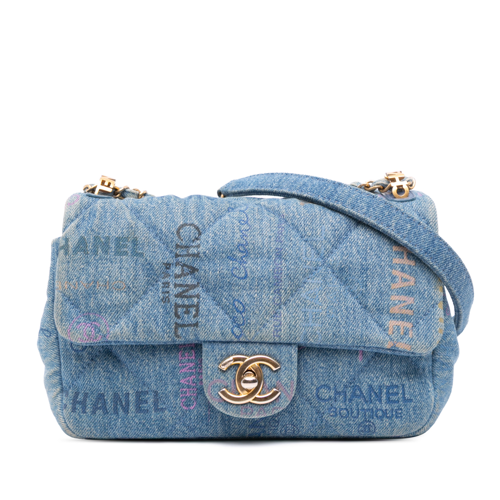 Pre-Loved Chanel Mini Rectangular Quilted Denim M… - image 1
